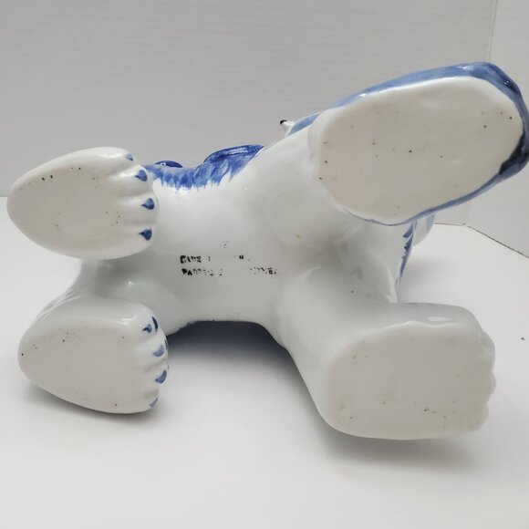 Foo Dogs, Chinese Guardian Lions, Blue And White, Porcelain, Vintage, Pair, Figu - Picture 10 of 12